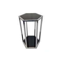 Stolik pomocniczy glamour Verona 36/41/61cm boczny stolik nocny czarne szkło srebrny