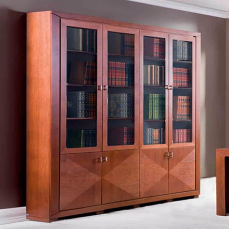 Bibiloteczka biurowa na książki z intarsją 240 cm dąb kasztanowy CUBE