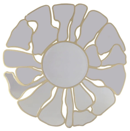 Lustro okrągłe Grosetto 92cm w stylu glamour ze złotymi elementami w kształcie płatków kwiatu