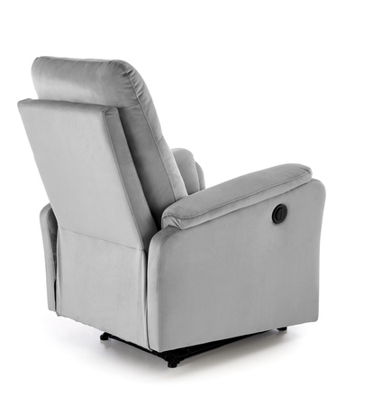 CROCUS fotel wypoczynkowy z funkcją elektrycznego rozkładania, popielaty (1p=1szt)