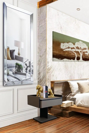 Szafka nocna Lorenzo skóra naturalna fango 55x42x47cm