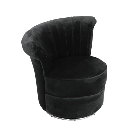 Fotel Gabi 69/71/74cm tapicerowany czarny w welurze na srebrnej metalowej podstawie