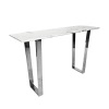 Konsola Madera 36/76/122cm w stylu glamour z białym marmurowym blatem o srebrnym stelażu