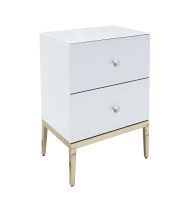 Szafka nocna Milan 50/40/66cm z białego szkła na złotych nóżkach