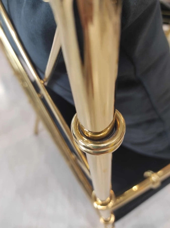 Fotel Florene 66/71/85cm tapicerowany czarnym welurem w złotej chromowanej ramie