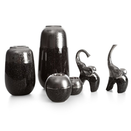 WAZON DEKORACYJNY LEO (01) O 17 X 31 CM SREBRNY