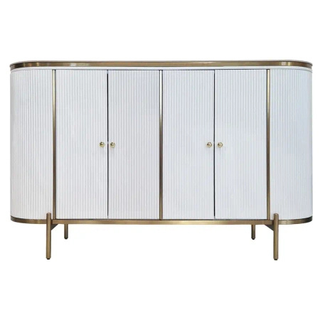 Komoda biała Marion glamour ryflowana ze złoceniami