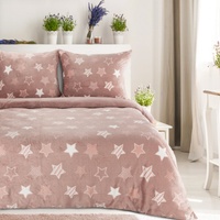 KOMPLET POŚCIELI FLANO 4 220 X 200 CM PUDROWY RÓŻ