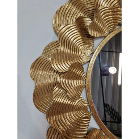 Lustro okrągłe FRESIA-Dekoracyjna Metalowa Rama z metaloplastyki w Stylu Glamour