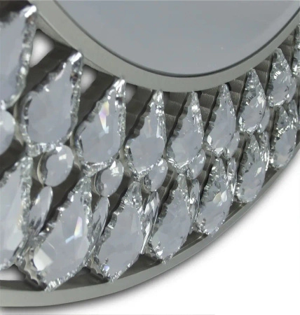 Lustro okrągłe glamour Marsylia 80cm antyczne srebro o ażurowej kryształkowej ramie