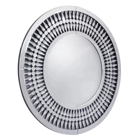 Lustro okrągłe glamour Marzano 90cm w dekoracyjnej ramie z kryształkami w kształcie łez
