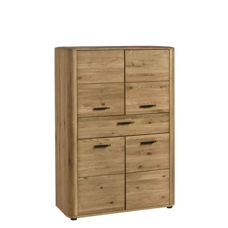 Wysoka komoda do salonu Monaco 89x128 cm - dąb miodowy z drzwiami i szufladą