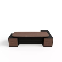 Biurko w kształcie litery do biura L 280x181x74 cm dąb orzech Slim