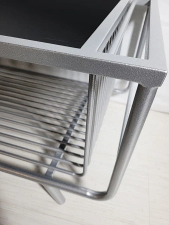 Stolik kawowy Bonda 100/50cm srebrny z czarnym hartowanym szkłem