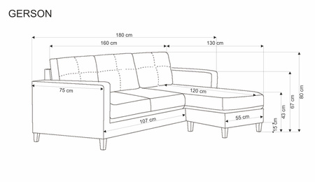 GERSON sofa z podnóżkiem popielaty (1p=1szt)