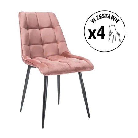Zestaw 4 krzeseł Chic Velvet różowy