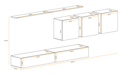 Meblościanka wisząca  Switch VII wotan