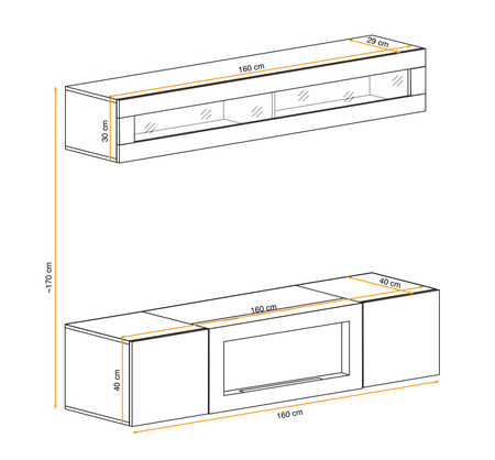 Szafka wisząca czarny/czarny połysk FLY N2