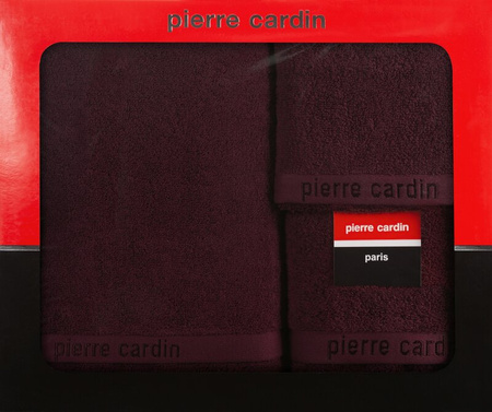 KOMPLET RĘCZNIKÓW 3 SZT EVI 40 X 34 X 9 CM BURGUNDOWY