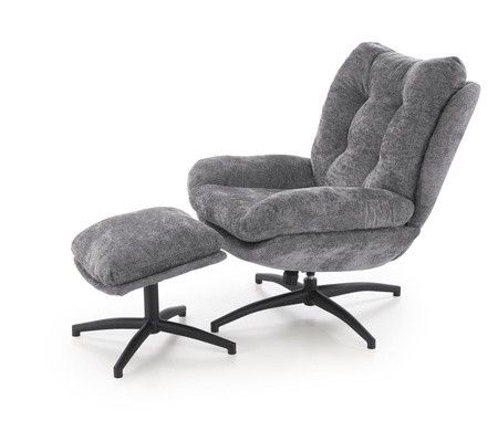 PESTO fotel z podnóżkiem / funkcja kołyski, popielaty