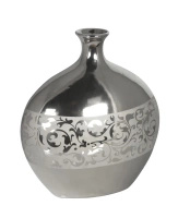 Wazon srebrny płaski urozmaicony kwietnym motywem