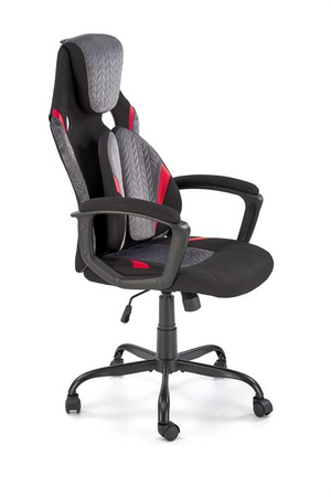 JENSEN fotel gabinetowy, czarny - popielaty - czerwony