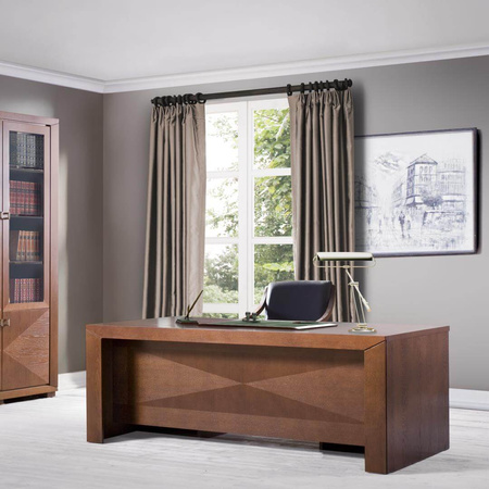 Biurko do gabinetu 200x100x74 cm z intarsją dąb kasztanowy CUBE