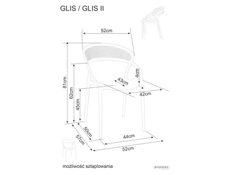 Zestaw 4 krzeseł Glis II beżowy