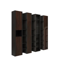 Nowoczesna biblioteczka z czterema regałami czarny/heban 37x270x240 cm Aristo