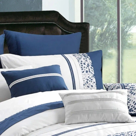 Pościel bawełniana Porto premium w biało-niebieskim kolorze 160x200 cm