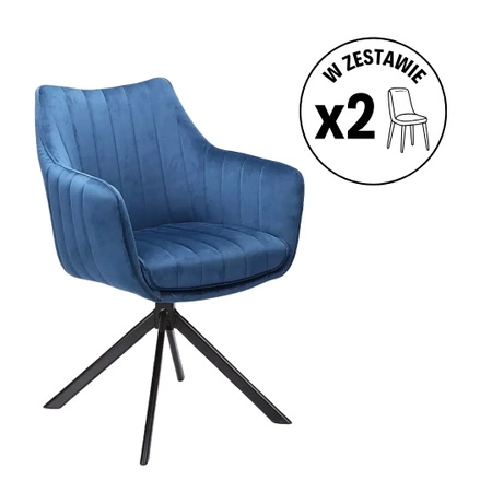 Zestaw 2 krzeseł Azalia Velvet granatowy