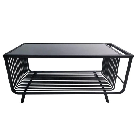 Stolik kawowy Bonda 100/50cm czarny z czarnym hartowanym szkłem