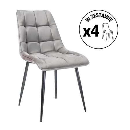 Zestaw 4 krzeseł Chic Velvet szary