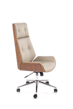 Fotel gabinetowy Webster orzechowy beżowy - tapicerowany do gabinetu