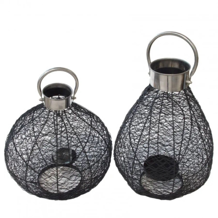 Lampion metalowy unikalny z poręcznym srebrnym uchwytem 25 cm