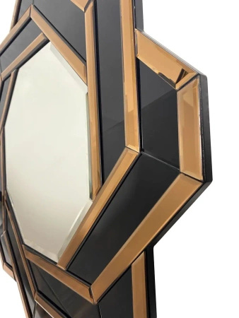 Lustro Silvia tawny 80cm w stylu glamour dekoracyjne w geometrycznej luksusowej ramie