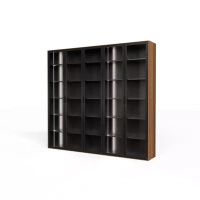 Ekskluzywna biblioteczka do gabinetu 39x250x223 cm czarna/orzech amerykański Slim