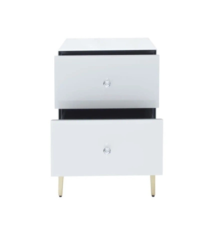 Szafka nocna Milan 50/40/66cm z białego szkła na złotych nóżkach