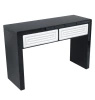 Konsola czarna Belluno 120/42/78cm połyskująca z białymi skórzanymi obiciami szafek ozdobionymi cyrkoniami