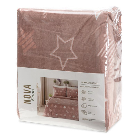 KOMPLET POŚCIELI FLANO 4 220 X 200 CM PUDROWY RÓŻ