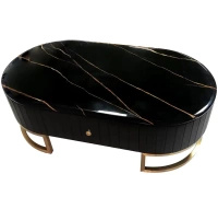 Stolik kawowy Grosse w stylu glamour czarny ze złotymi dodatkami