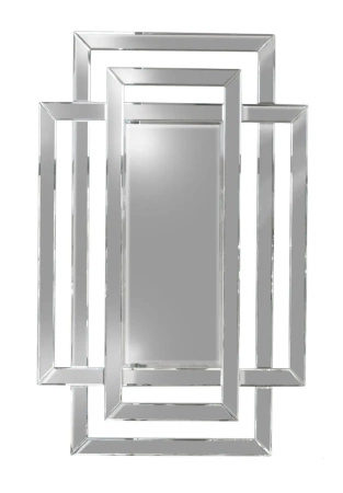 Lustro prostokątne Zita 80/120cm w stylu glamour z ramą w kształcie przeplatających się lustrzanych prostokątów