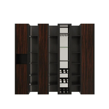 Nowoczesna biblioteczka z czterema regałami czarny/heban 37x270x240 cm Aristo