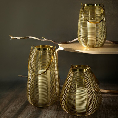 Lampion dekoracyjny MELA złoty z metalu