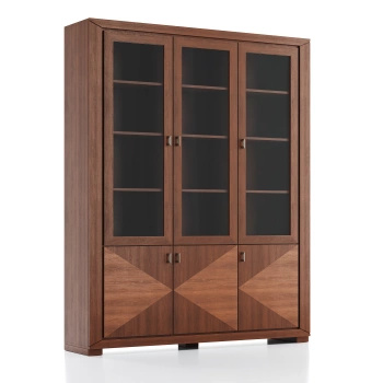 Bibiloteczka biurowa na książki z intarsją 185 cm dąb kasztanowy CUBE