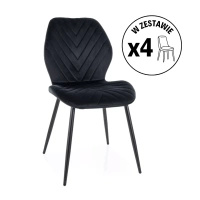 Zestaw 4 krzeseł Mike Velvet czarny