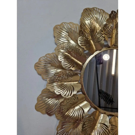 Lustro okrągłe MIMOSA-Dekoracyjna Metalowa Rama z metaloplastyki w Stylu Glamour