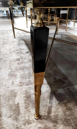 Stolik kawowy Monaco glamour 130/70/45cm z symbolem lwa czarno-złoty, marmur