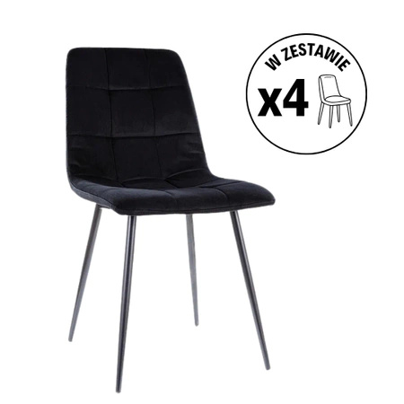 Zestaw 4 krzeseł Mila Matt Velvet czarny