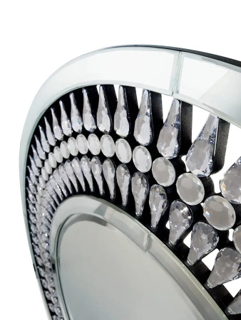 Lustro okrągłe glamour Marzano 90cm w dekoracyjnej ramie z kryształkami w kształcie łez